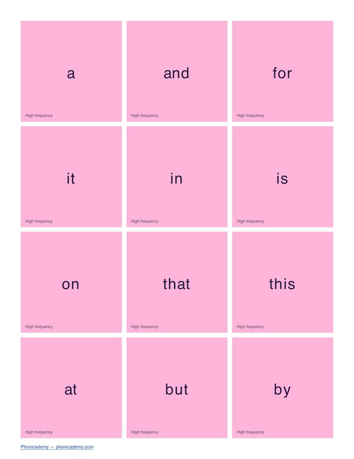 Tricky/Sight Words Flashcards by Phase (PDF) — page 9