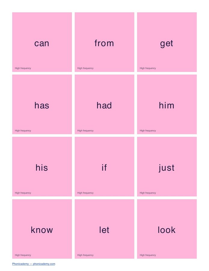 Tricky/Sight Words Flashcards by Phase (PDF) — page 10