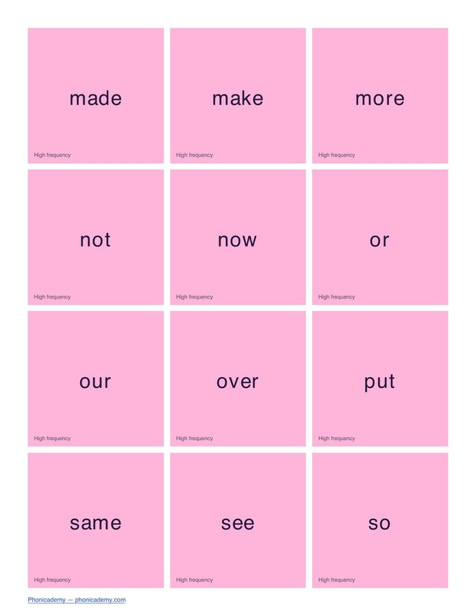 Tricky/Sight Words Flashcards by Phase (PDF) — page 11