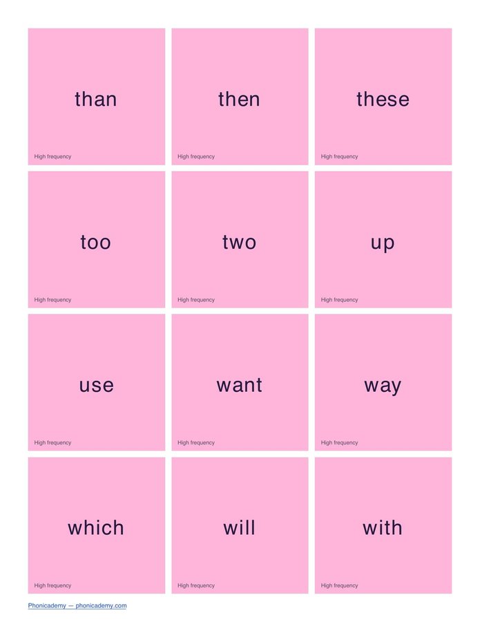 Tricky/Sight Words Flashcards by Phase (PDF) — page 12