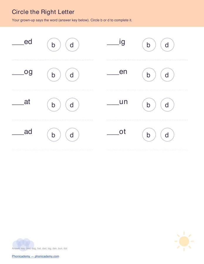 B/D Discrimination Worksheet (Free PDF) — page 2