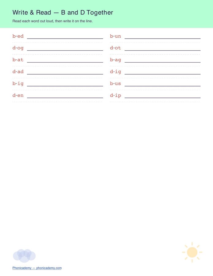 B/D Discrimination Worksheet (Free PDF) — page 3
