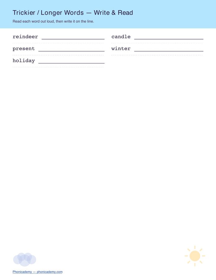 Christmas Words — Write & Read (Free PDF) — page 4