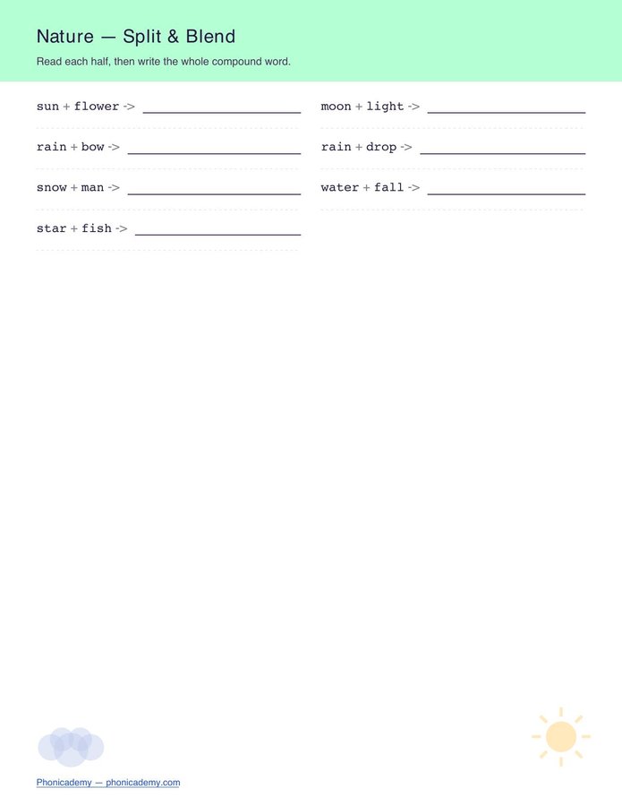 Compound Words — Split & Blend (Free PDF) — page 2