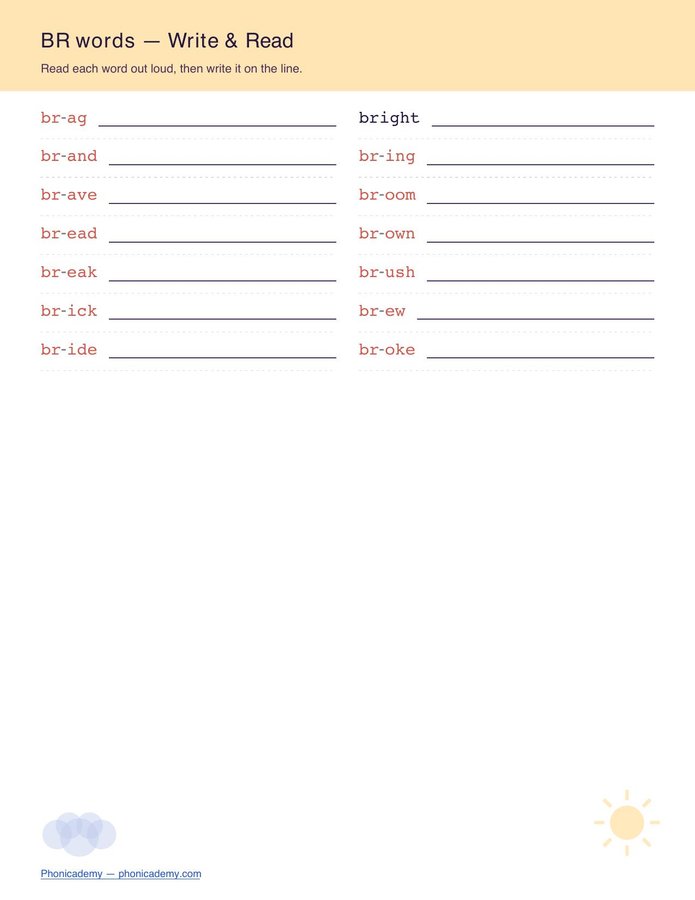 Consonant Blends Worksheet — R-Blends (Free PDF) — page 2
