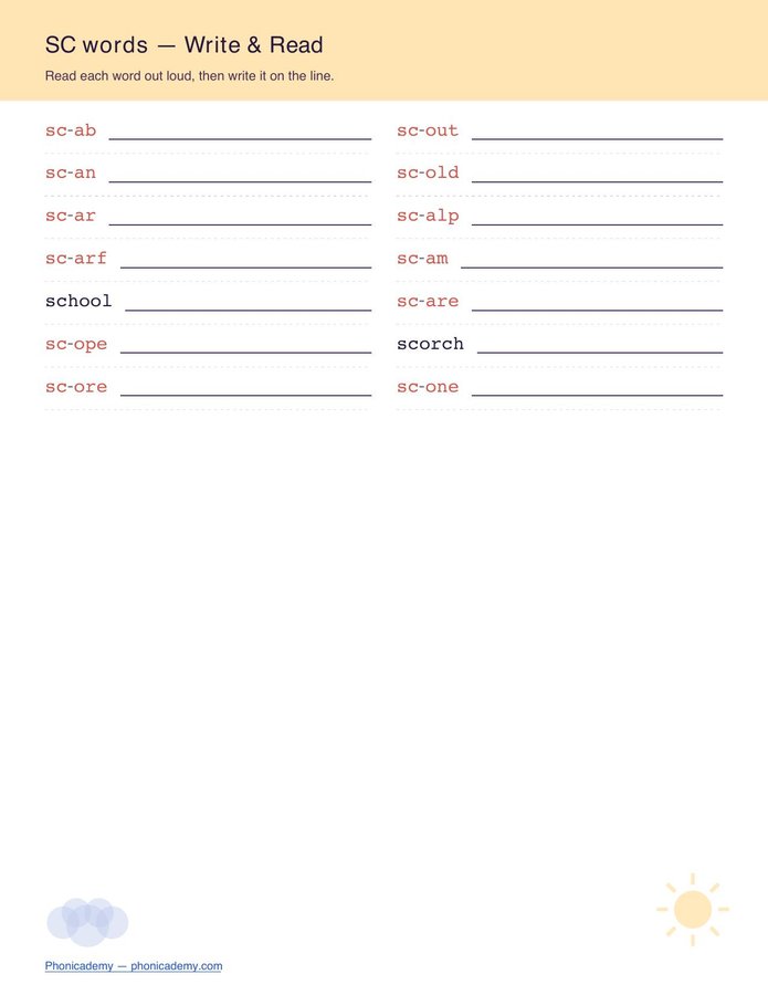 Consonant Blends Worksheet — S-Blends (Free PDF) — page 2