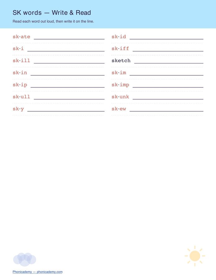Consonant Blends Worksheet — S-Blends (Free PDF) — page 3