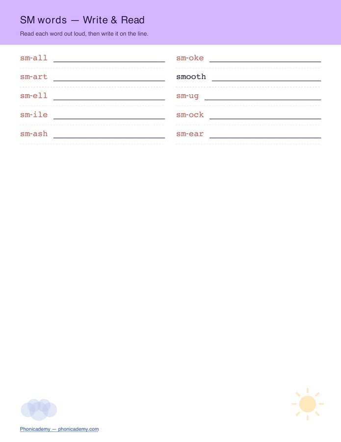 Consonant Blends Worksheet — S-Blends (Free PDF) — page 4
