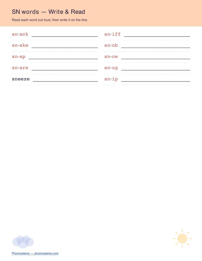 Consonant Blends Worksheet — S-Blends (Free PDF) — page 5