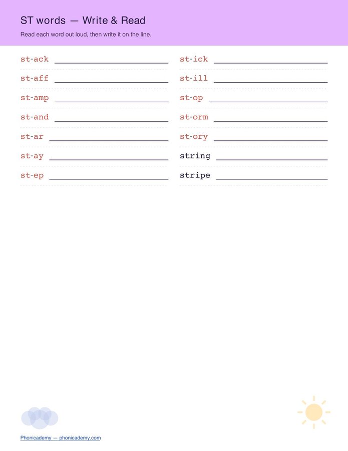 Consonant Blends Worksheet — S-Blends (Free PDF) — page 7
