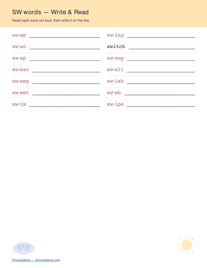Consonant Blends Worksheet — S-Blends (Free PDF) — page 8