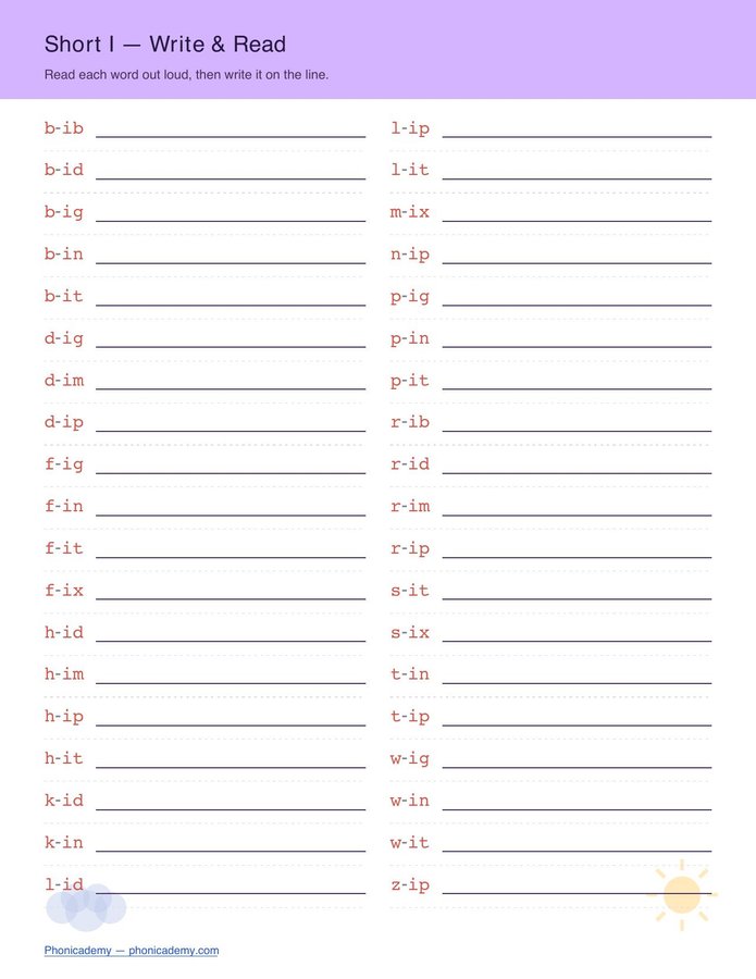 CVC Worksheet — All 5 Vowels (Free PDF) — page 5