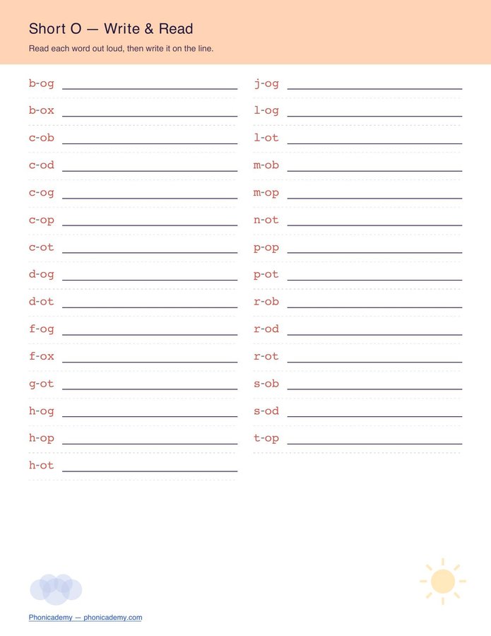 CVC Worksheet — All 5 Vowels (Free PDF) — page 6