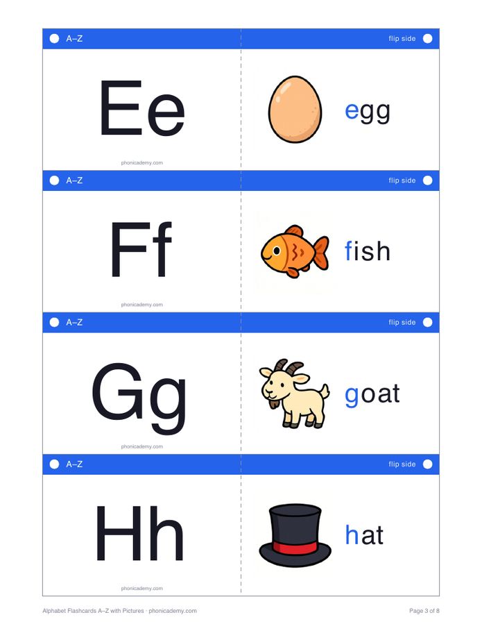 Alphabet Flashcards A–Z with Pictures (PDF) — page 3