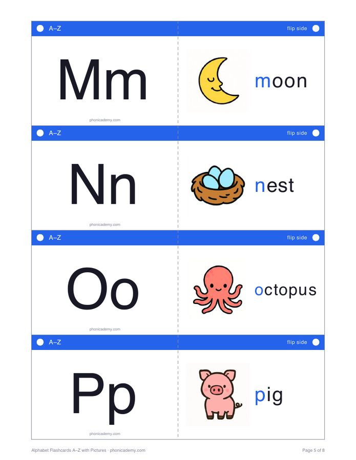Alphabet Flashcards A–Z with Pictures (PDF) — page 5