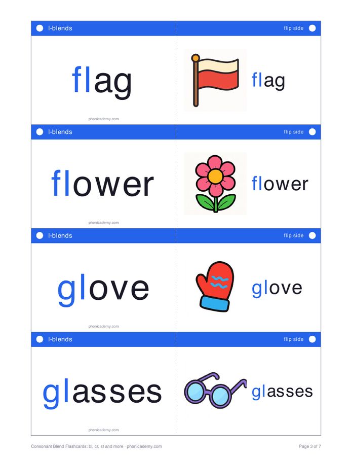 Consonant Blend Flashcards: bl, cr, st and more (PDF) — page 3