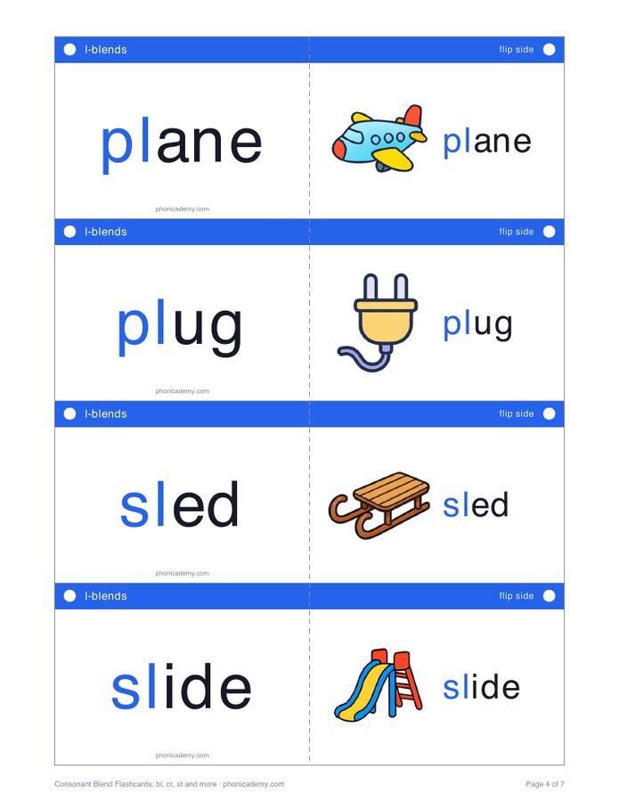Consonant Blend Flashcards: bl, cr, st and more (PDF) — page 4