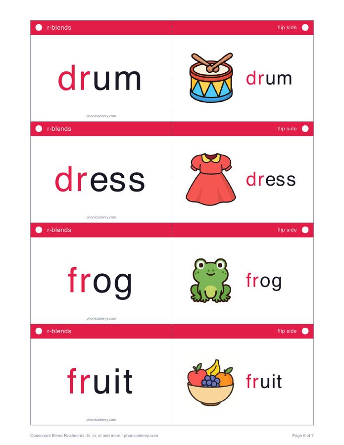 Consonant Blend Flashcards: bl, cr, st and more (PDF) — page 6