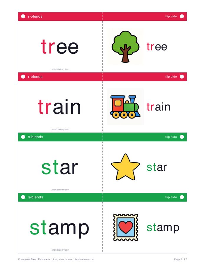 Consonant Blend Flashcards: bl, cr, st and more (PDF) — page 7
