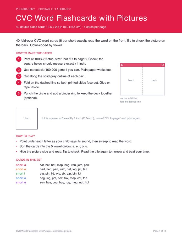 CVC Word Flashcards with Pictures (PDF)