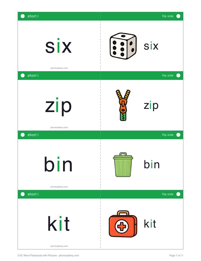 CVC Word Flashcards with Pictures (PDF) — page 7