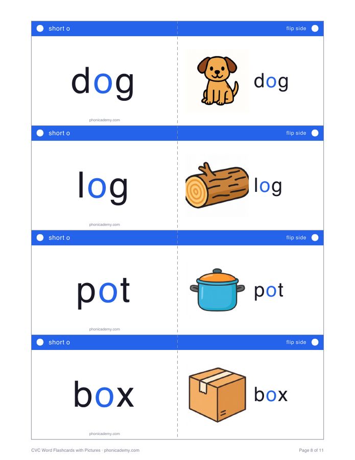 CVC Word Flashcards with Pictures (PDF) — page 8