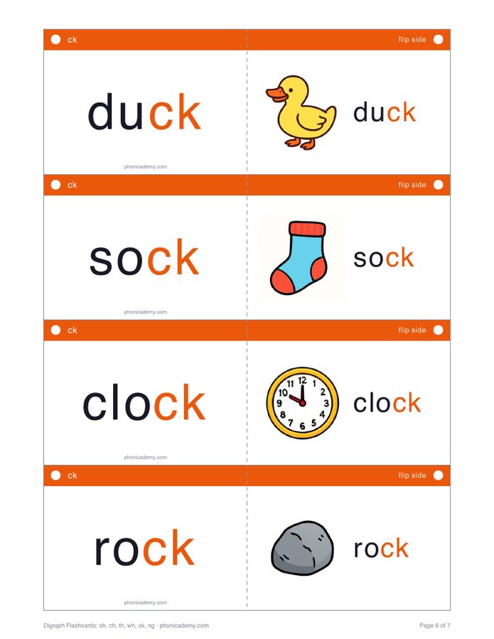 Digraph Flashcards: sh, ch, th, wh, ck, ng (PDF) — page 6