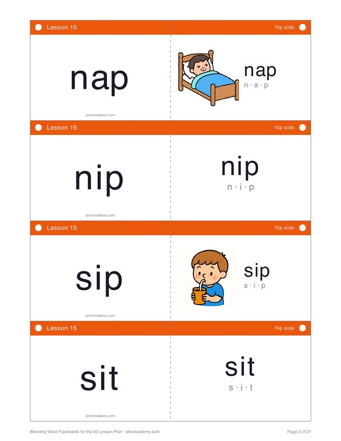 Blending Word Flashcards for the 92-Lesson Plan (PDF) — page 3