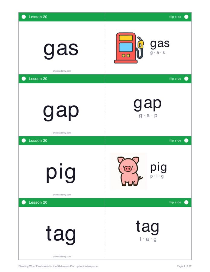 Blending Word Flashcards for the 92-Lesson Plan (PDF) — page 4