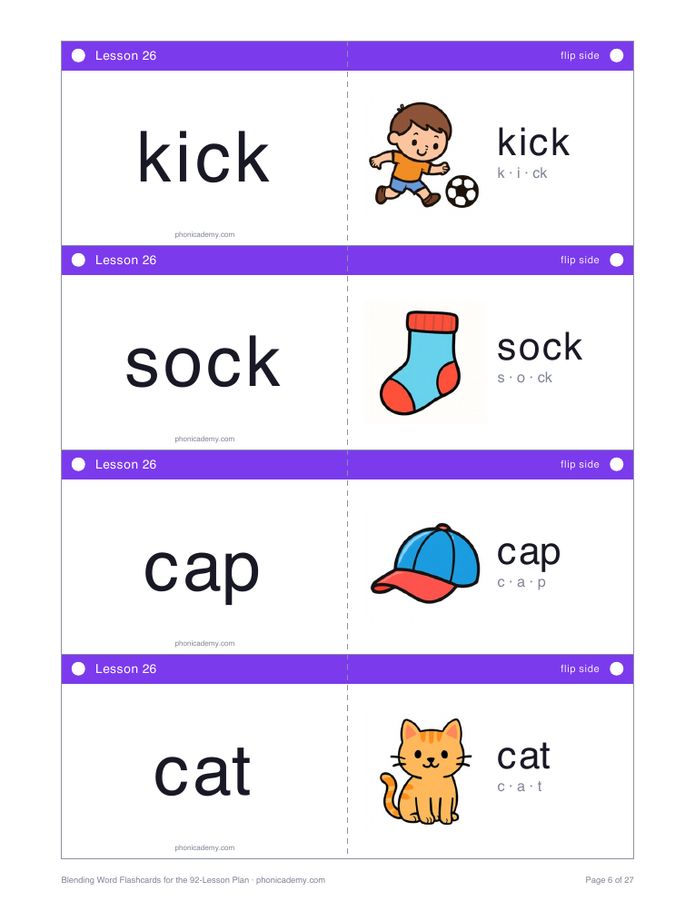 Blending Word Flashcards for the 92-Lesson Plan (PDF) — page 6