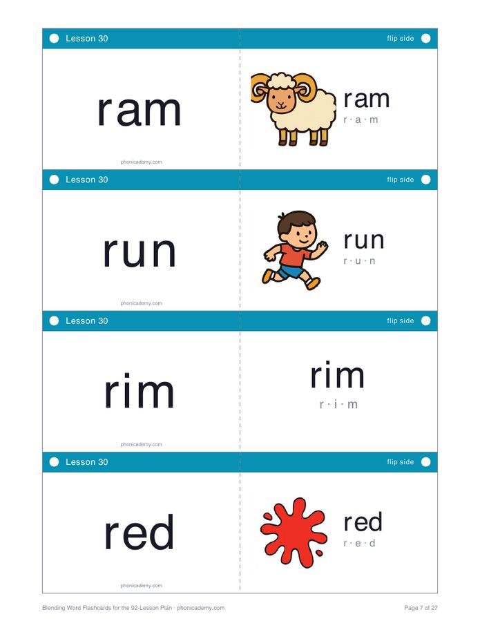 Blending Word Flashcards for the 92-Lesson Plan (PDF) — page 7