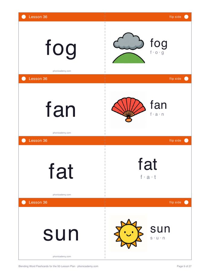 Blending Word Flashcards for the 92-Lesson Plan (PDF) — page 9