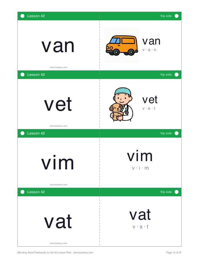 Blending Word Flashcards for the 92-Lesson Plan (PDF) — page 10