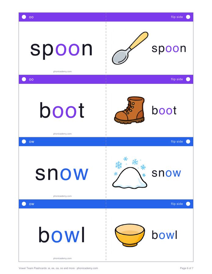 Vowel Team Flashcards: ai, ee, oa, oo and more (PDF) — page 6