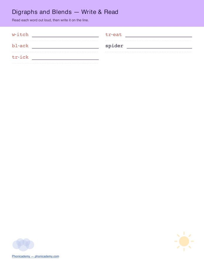 Halloween Words — Write & Read (Free PDF) — page 3