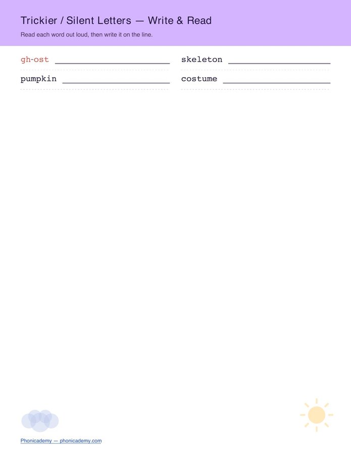 Halloween Words — Write & Read (Free PDF) — page 5