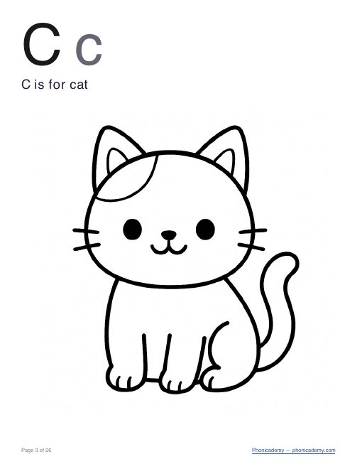 Letter C coloring worksheet, page 3
