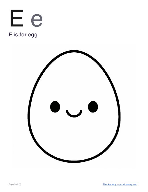 Letter E coloring worksheet, page 3