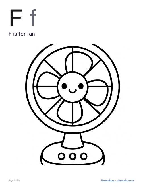 Letter F coloring worksheet, page 3