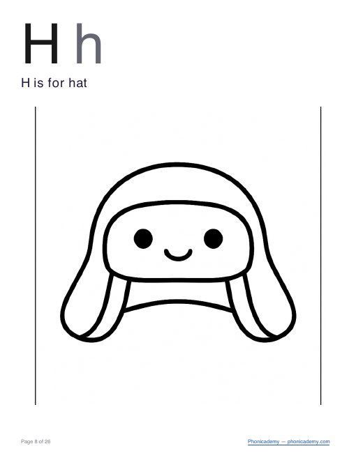 Letter H coloring worksheet, page 3
