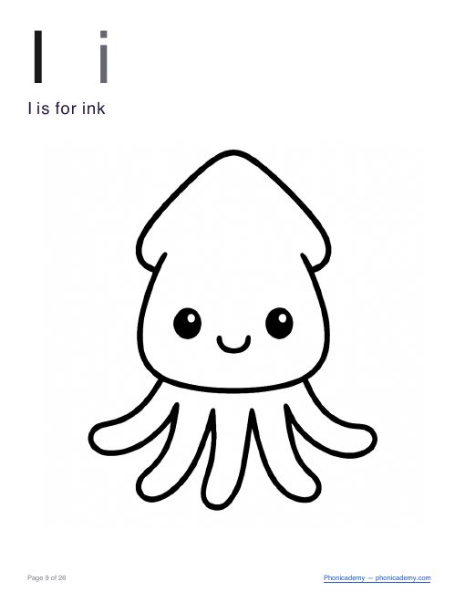 Letter I coloring worksheet, page 3