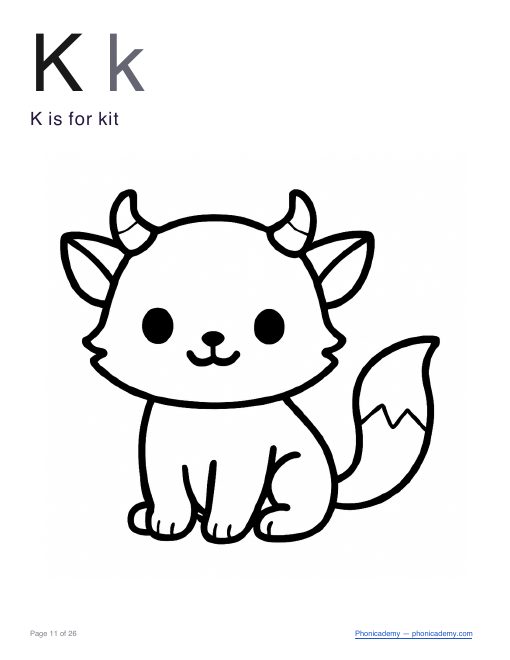 Letter K coloring worksheet, page 3