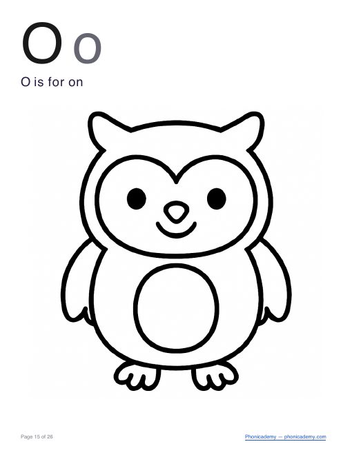 Letter O coloring worksheet, page 3