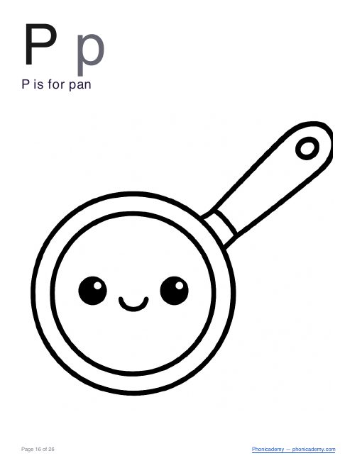 Letter P coloring worksheet, page 3