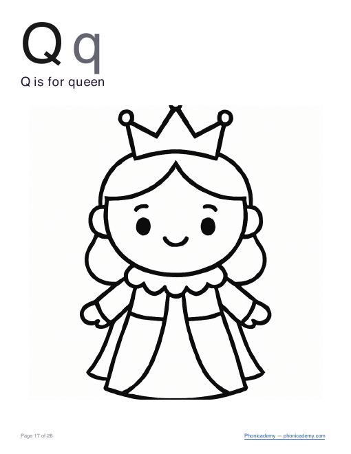 Letter Q coloring worksheet, page 3
