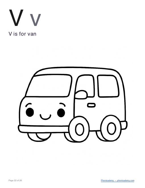 Letter V coloring worksheet, page 3