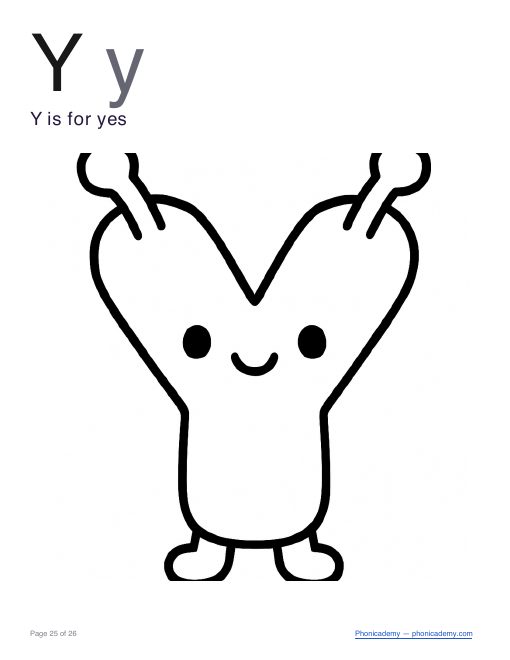 Letter Y coloring worksheet, page 3