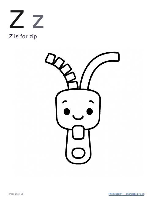Letter Z coloring worksheet, page 3