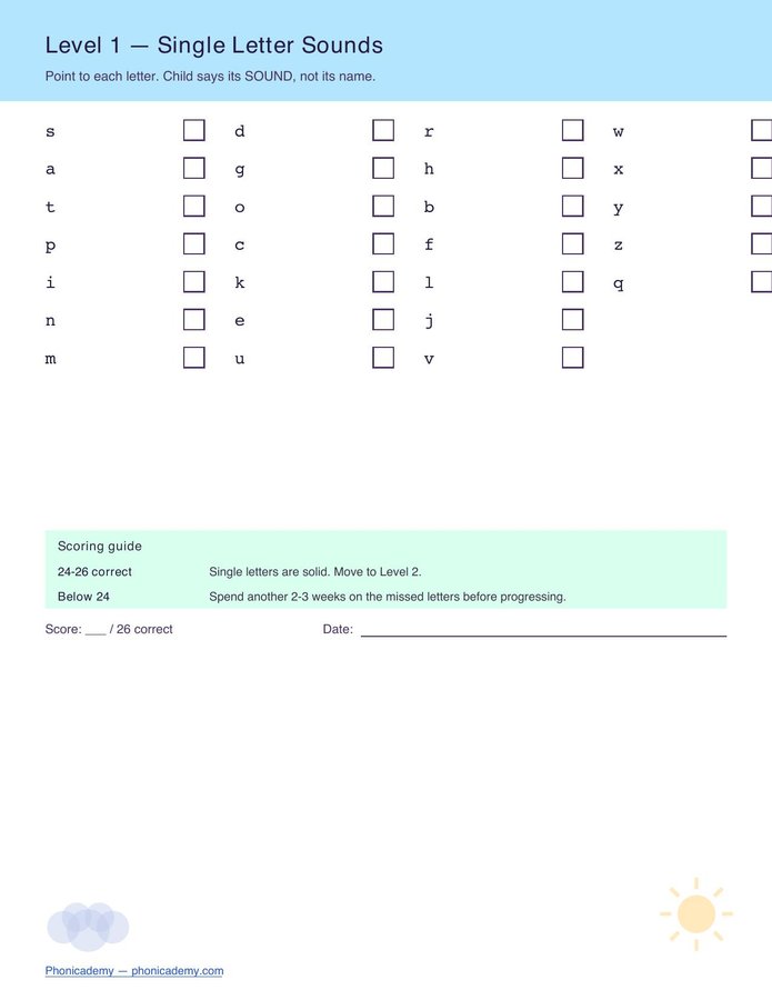 6-Level Phonics Screener (Free PDF) — page 2