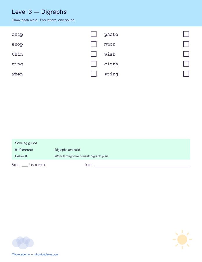 6-Level Phonics Screener (Free PDF) — page 4